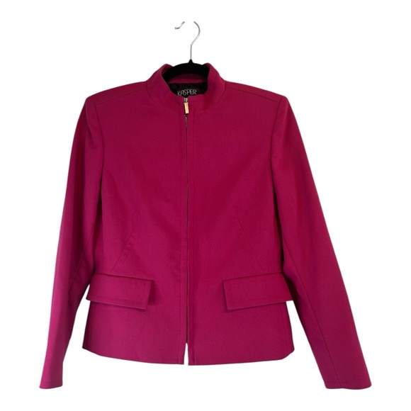 Kasper Vibrant Pink Blazer Jacket womens size 6 petite full zip - Picture 1 of 14